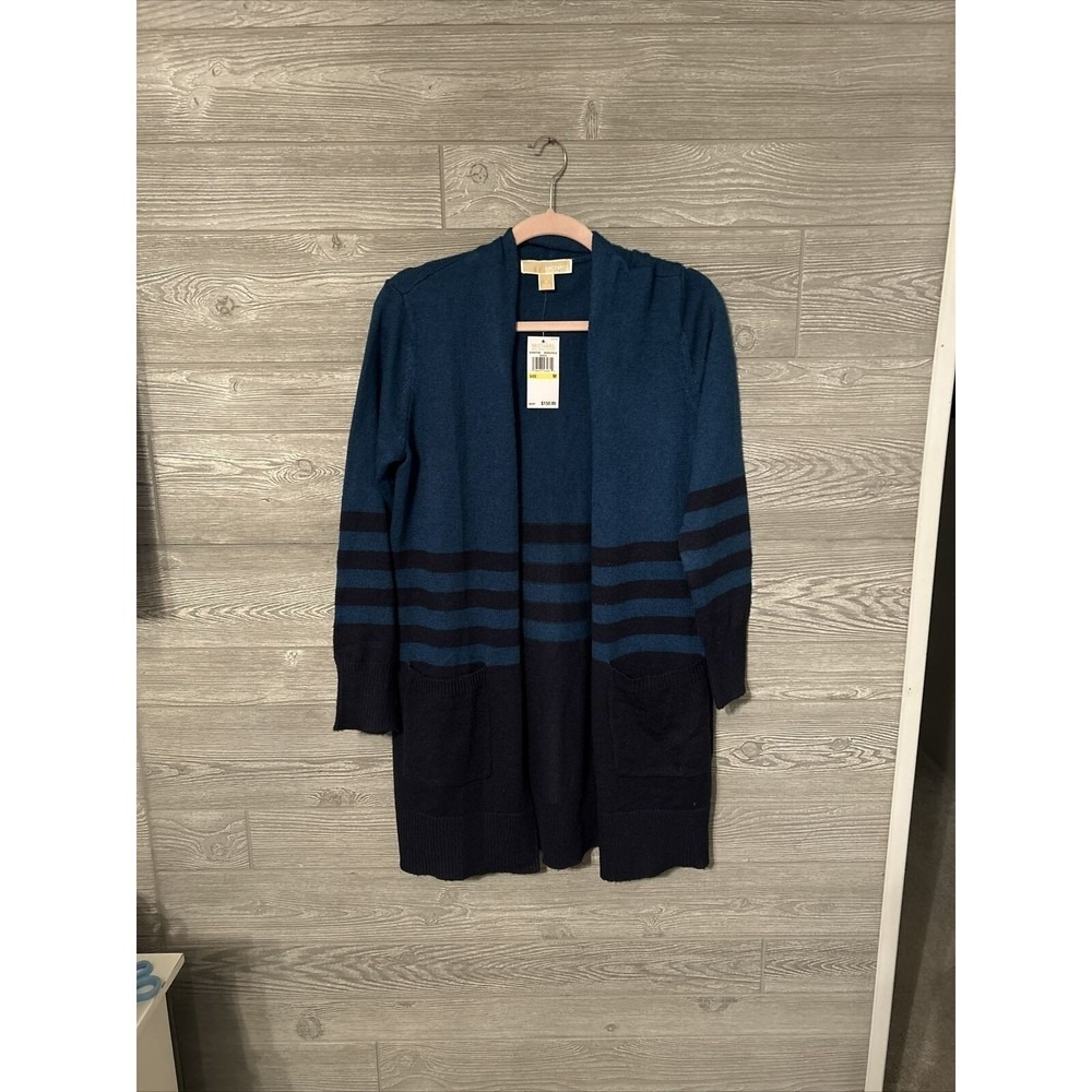 New Womens Michael Kors Basics Knit Wrap Sweater Size M Midnight‎ Blue MSRP $150